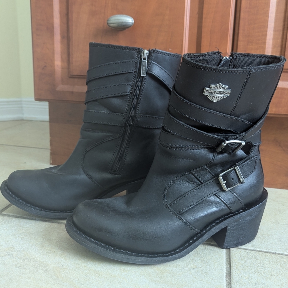 Harley-Davidson® Genuine Leather Heights Black Performance Motorcycle SZ 9